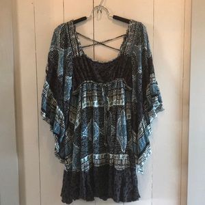 Free People Peasant Dress/Tunic Blues & Grays